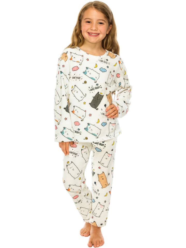 ELFENBEIN Kinder Schlafkätzchen Mikrofleece-Pyjama-Set für den Großhandel auf Faire