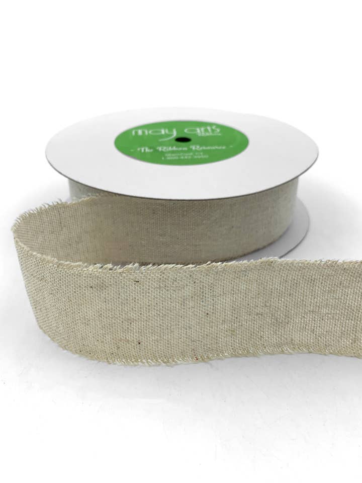 1.5" Natural Frayed Cotton Linen Ribbon for wholesale by May Arts Ribbon