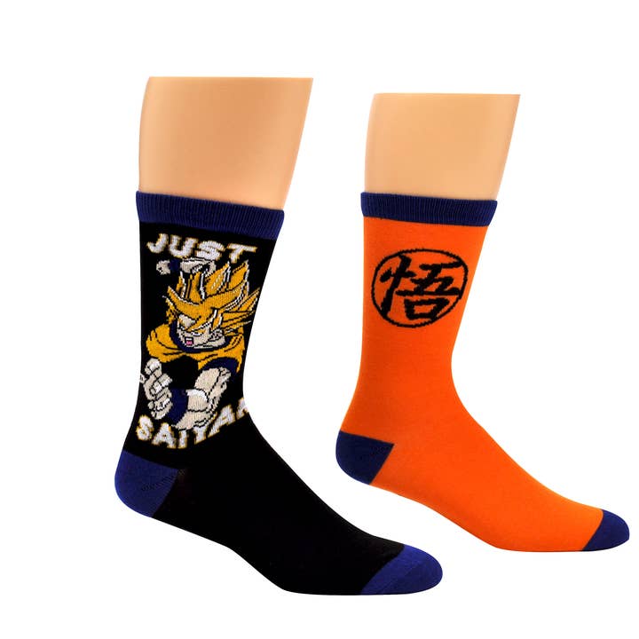 Dragon Ball Z Just Saiyan 2 Pair Pack Crew Socks for wholesale by Everything Legwear