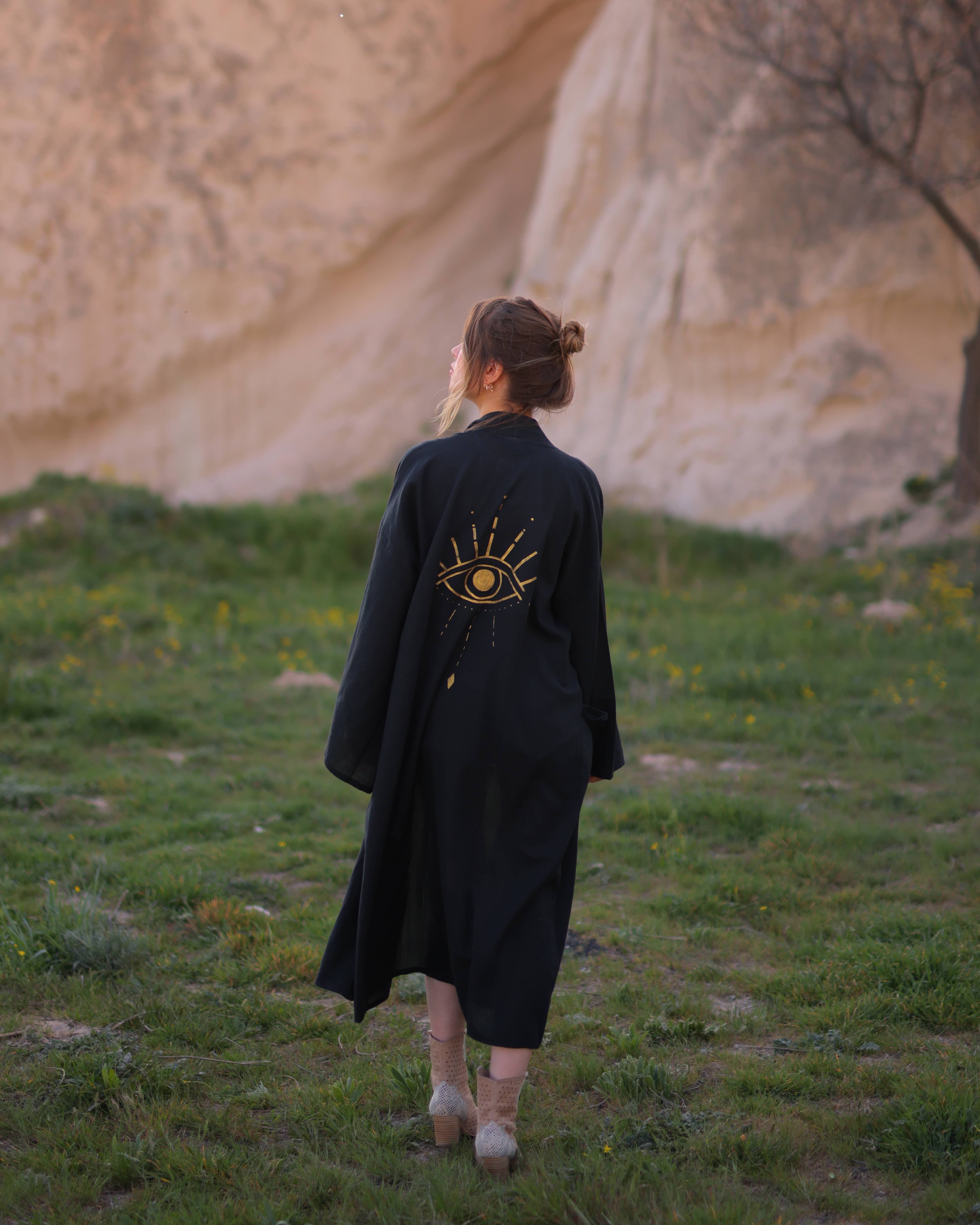 Moa - Wholesale Strandvestje/Strandjurk/Strandtuniek - Dames - Evil Eye strandkimono van 100% Turks katoen1