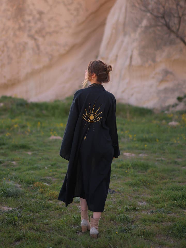 Moa - Wholesale Strandvestje/Strandjurk/Strandtuniek - Dames - Evil Eye strandkimono van 100% Turks katoen1