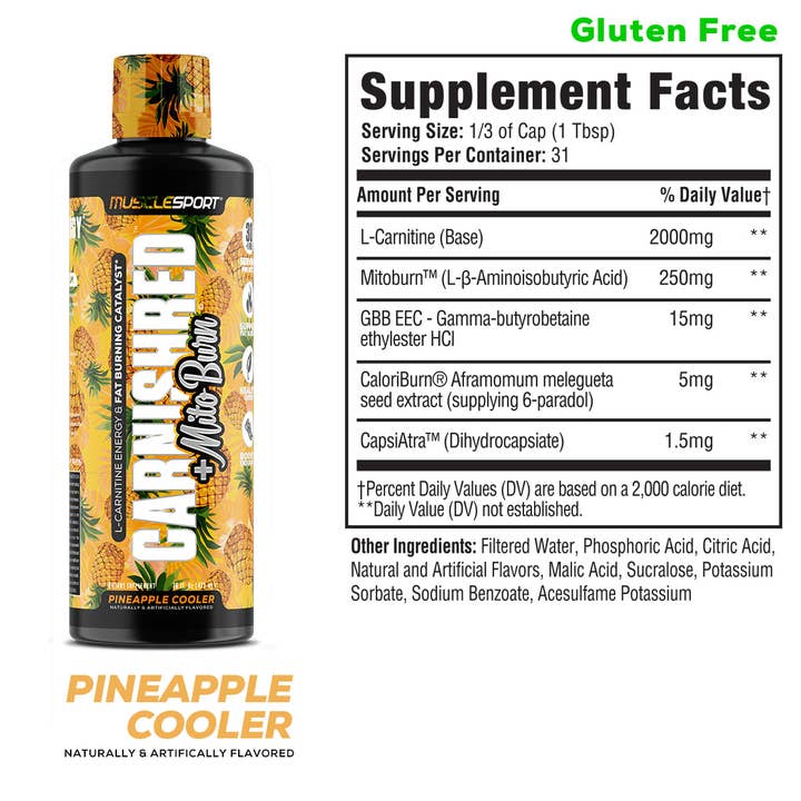 MuscleSport - Vente Supplément oral/vitamine - Liquide CarnishRed® + Mitoburn® 16 oz - Aide au métabolisme sans stimulation, - Catalyseur d'entraînement1