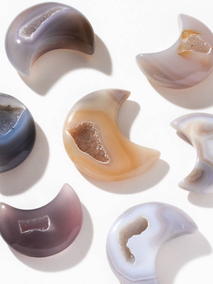 Luna Terra Crescent Druzy Agate Gemstone for wholesale by Luna Norte