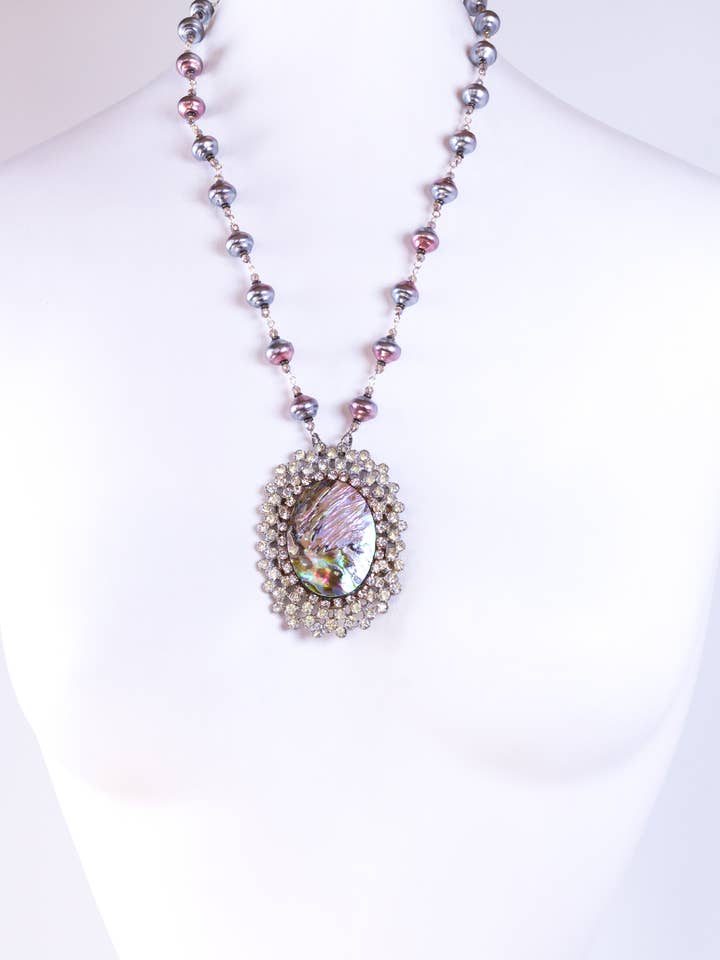 Smykker, Håndlavet Halskæde-Iridescent Dream-Abalona-OOAK-USA for engroshandel hos A Silk Purse