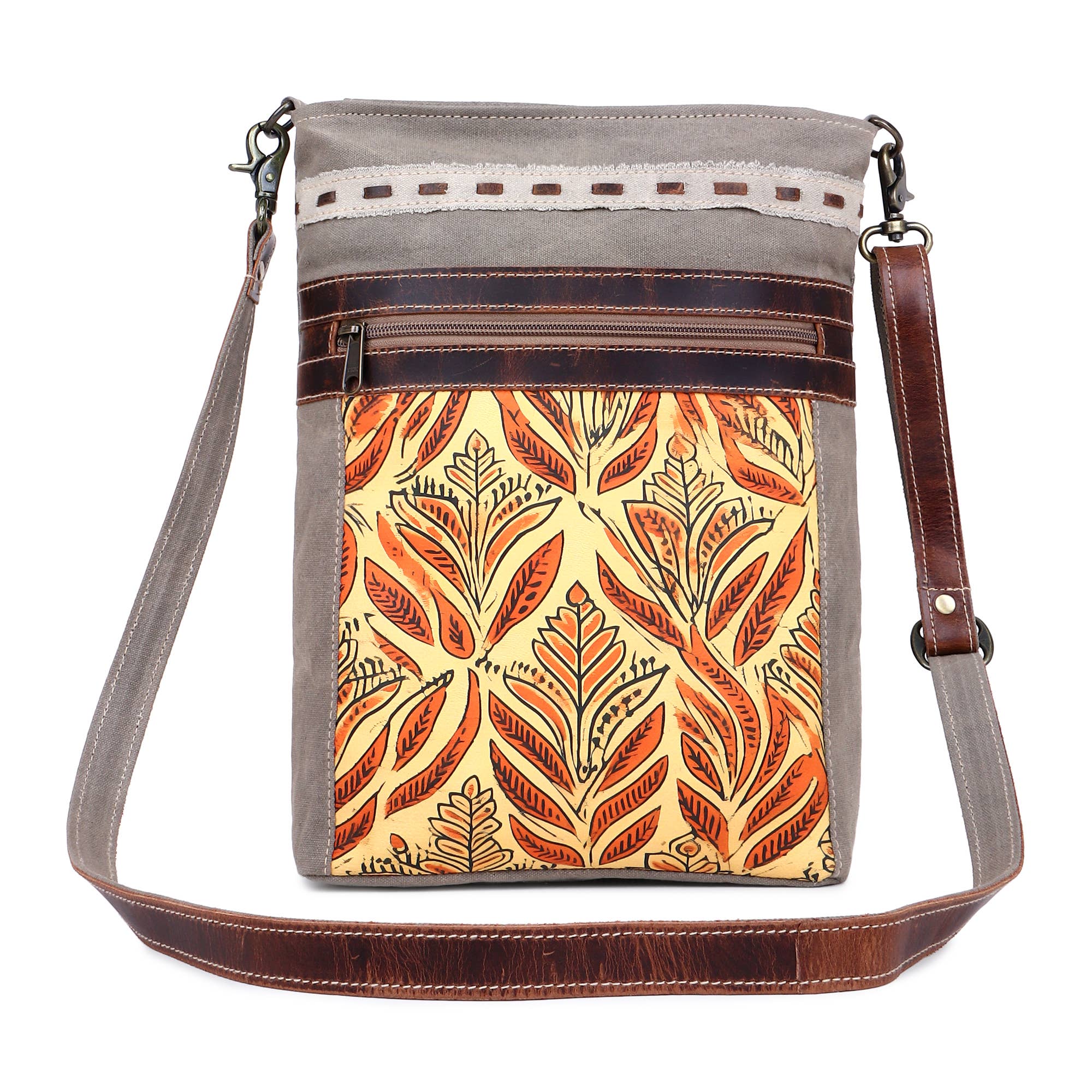 Sixtease Bags USA - Wholesale Shoulder Bag - Women's - Canvas & Leather Women's Shoulder Bag - Spring Leaves4