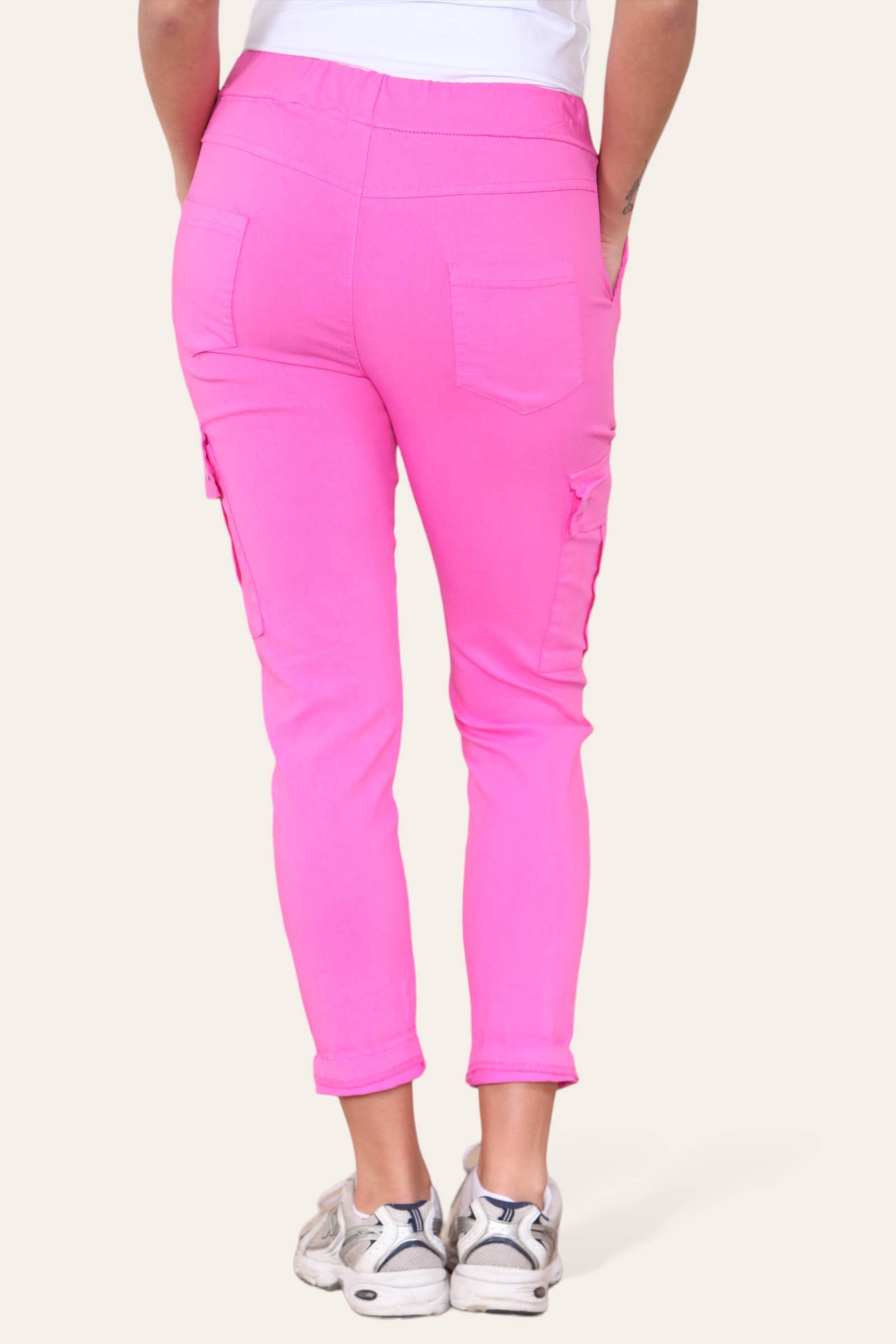 Kurt Muller – wholesale Pants – Women's – Plain Cargo Stud Pocket Bi-Stretch Magic Trousers33