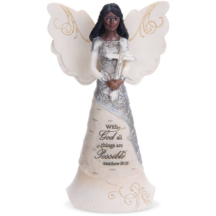 With God - 6.5" EBN Angel with Cross for wholesale by Pavilion