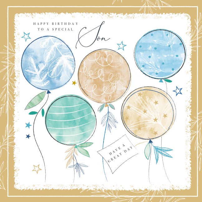 Happy Birthday to a Special Son, Have a great day - balloons for wholesale by Katie Phythian Design