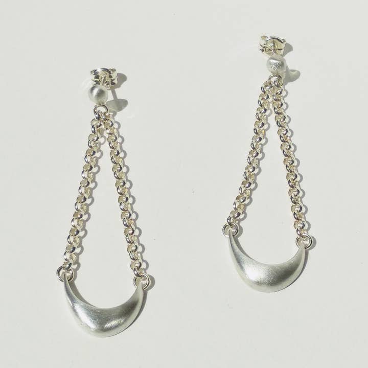 Sterling Silver Miro Dangle Earrings W/Rolo Chain, Statement Chain Earrings. for wholesale by tothemetal