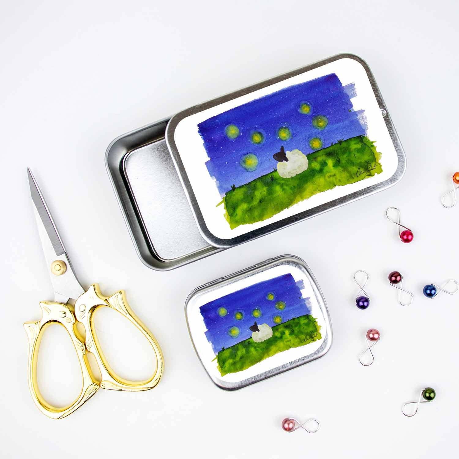 Twice Sheared Sheep - Wholesale Knitting/Crochet Supplies - Firefly Dreams Stitch Marker Storage Tin3