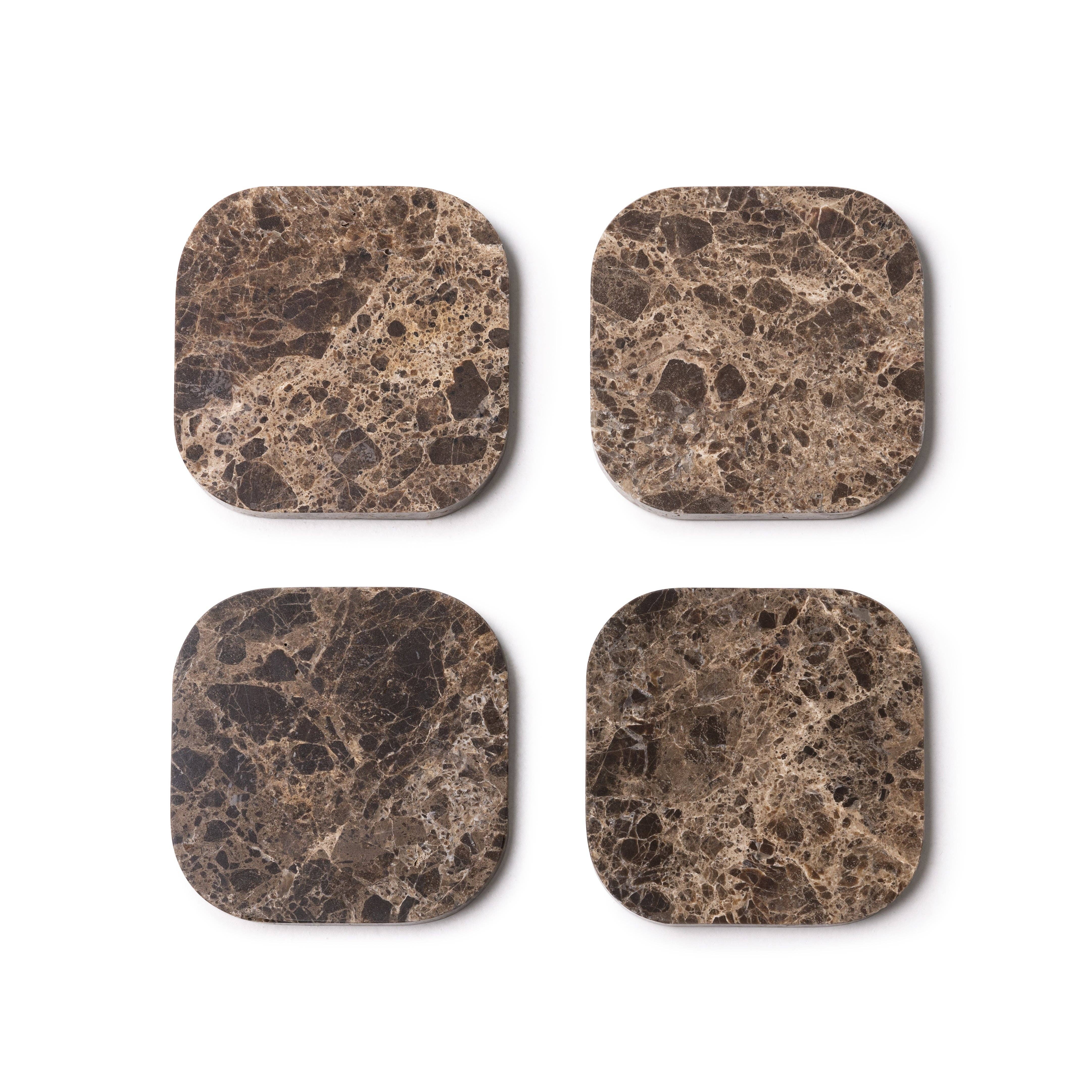MOOISA B.V. - Wholesale Coasters - Marble coaster - organic - brown set of 4 pieces - 10x10x1cm3