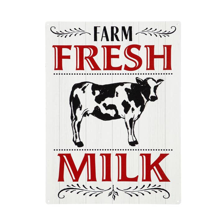 Evergreen Enterprises - Wholesale Sign - USA Indoor Wall Decor, Metal Sign, Farm Fresh Milk, 11.5" L0