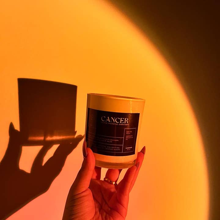 Gulab Homes - Wholesale Jar/Filled Candle - CANCER Sign Zodiac Crystal Candle Wooden Wick 8Oz3