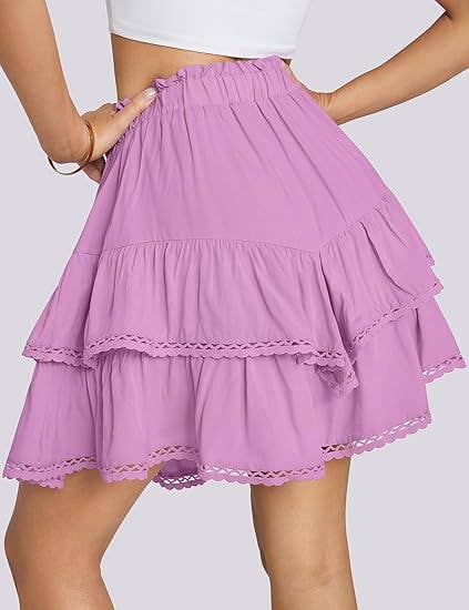 Suhkasana - Wholesale Skirt - Women's - Women's High-Waist Layered Cake Skirt – Summer Casual Mini Skirt42