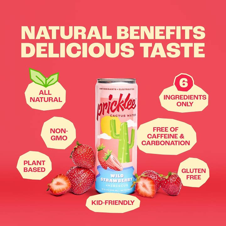Pricklee Cactus Water - Wholesale Sparkling Water - Pricklee Cactus Water - Wild Strawberry (12-pack)