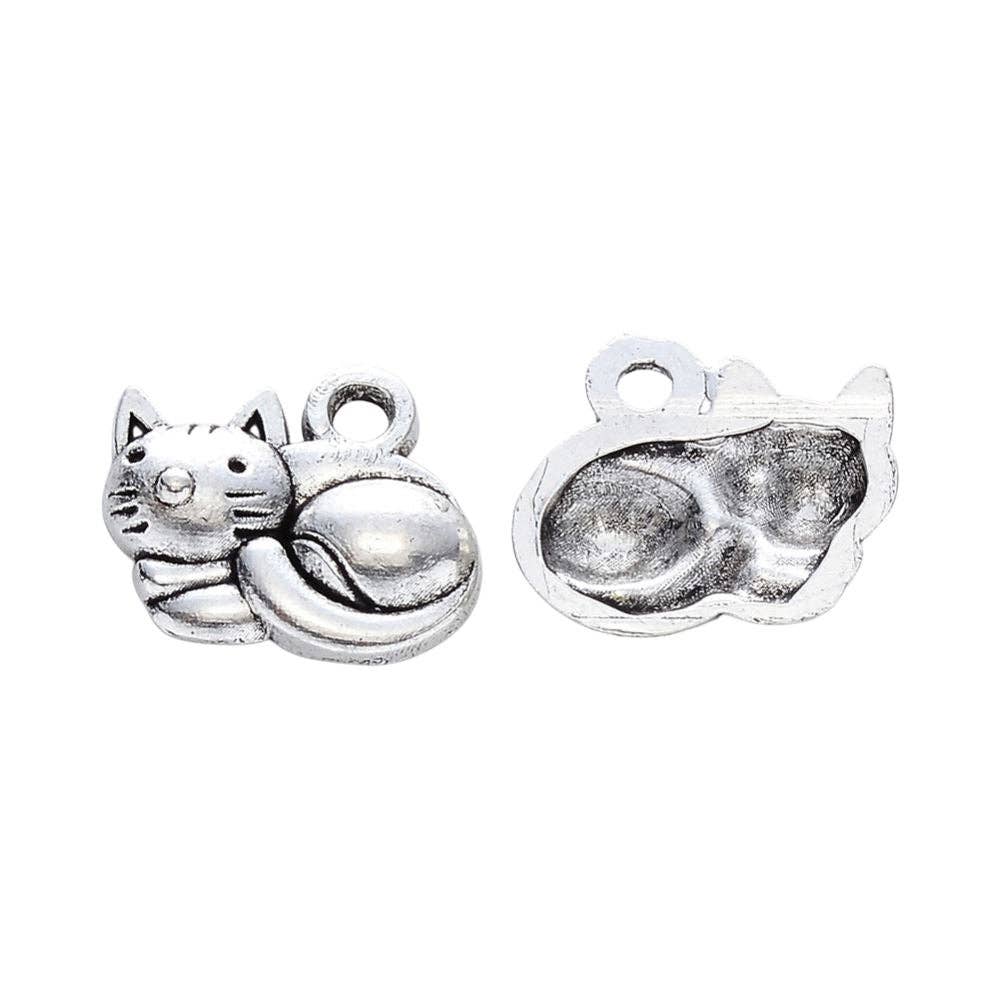 VIE – wholesale Individual charm/pendant – Antique Silver Alloy Charm, Cat, Pack of 502