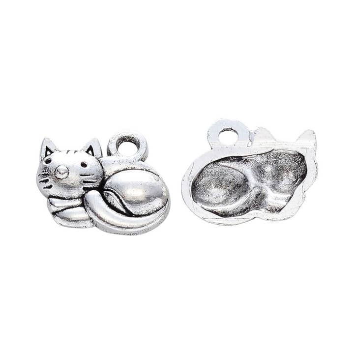 VIE - Wholesale Individual Charm/Pendant - Antique Silver Alloy Charm, Cat, Pack of 502