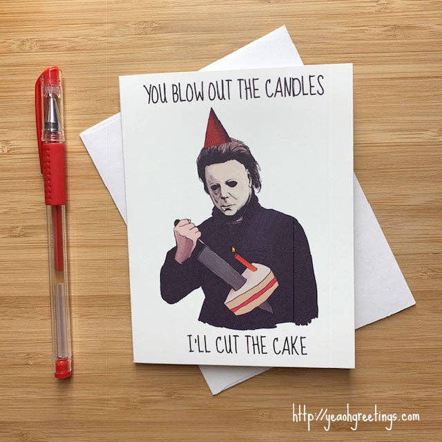 Halloween Michael Myers Horror Birthday Card for wholesale by Yeaoh! Greetings