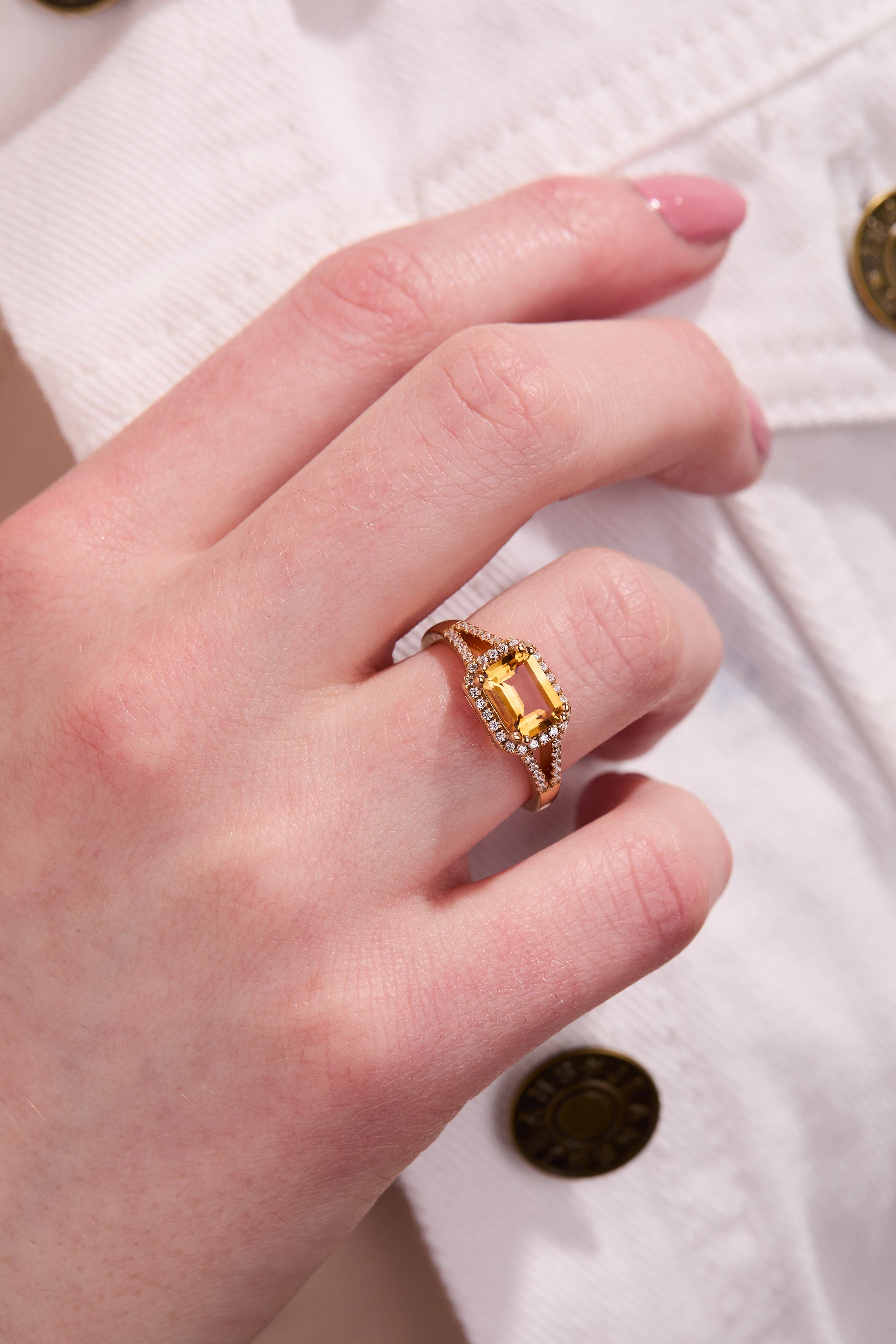 Gratinsta – wholesale Ring med flera stenar – Födelsesten Citrin Guld Ring -Helgdagspresent, Trendigt Smycke2