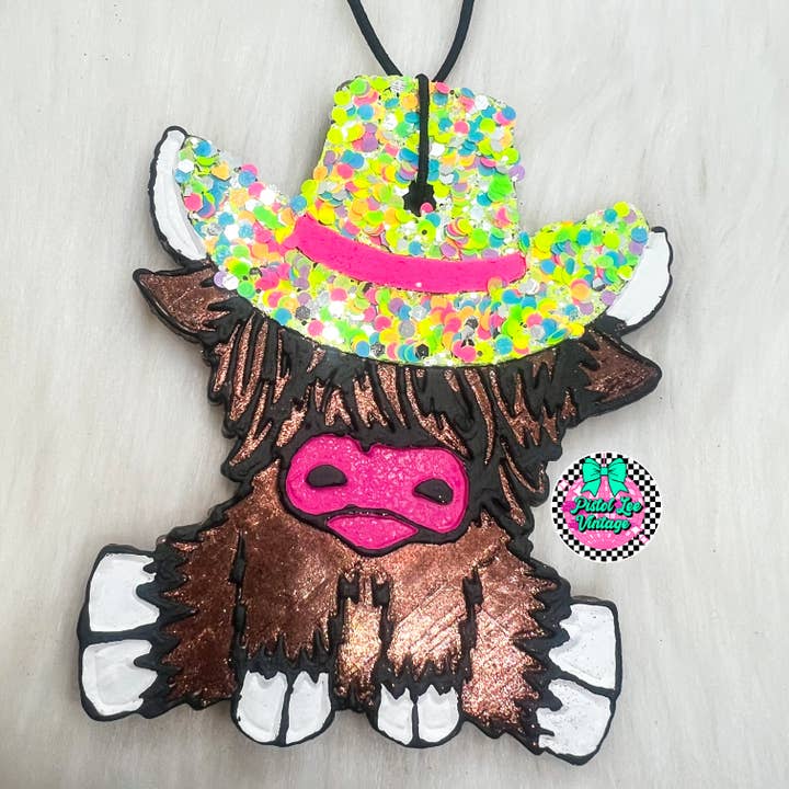 Cowboy Highland Cow Freshie for wholesale by Pistol Lee Vintage