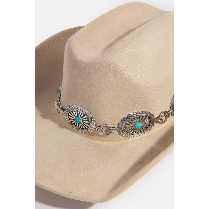 Collections by Fame Accessories - Wholesale Cowboy Hat - Women's - Turquoise Stud Concho Belt Western Cowboy Hat