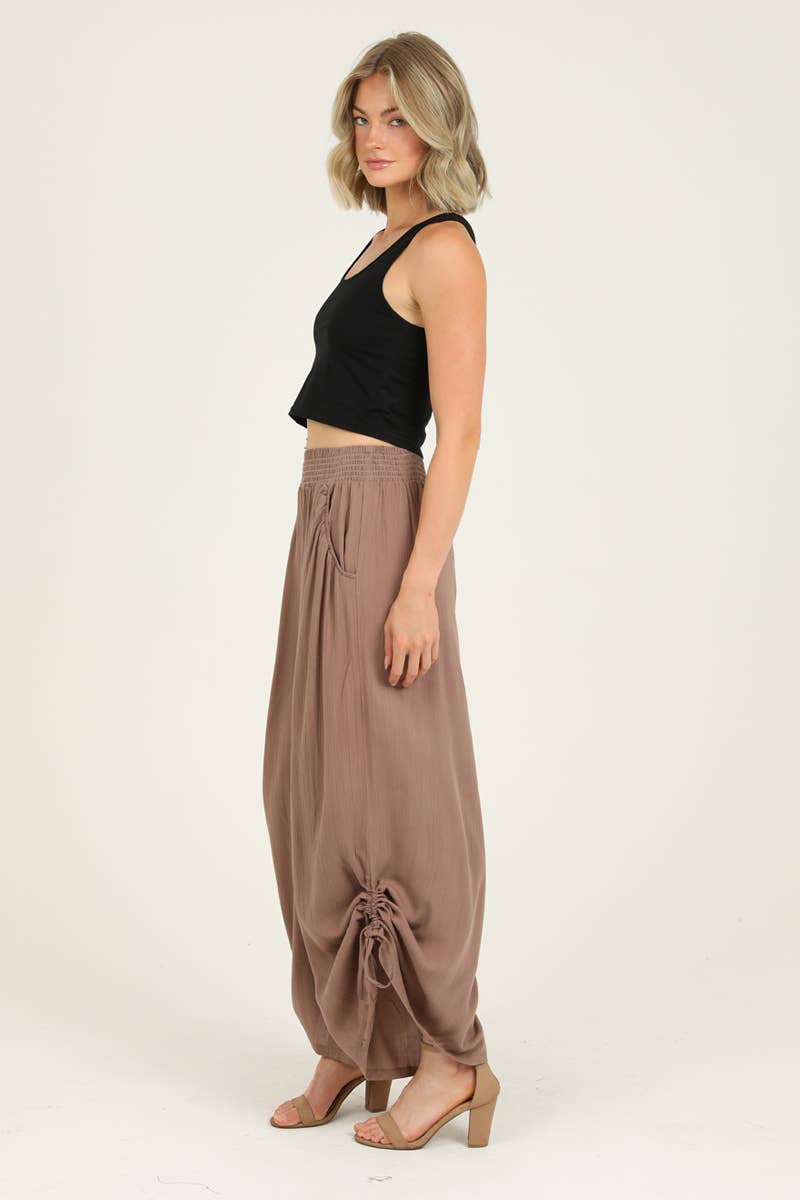 ANGIE - Wholesale Pants - Women's - B3710-ASIS SIDE CINCH WIDE LEG PANTS WITH SMOCKED WAIST AND 3