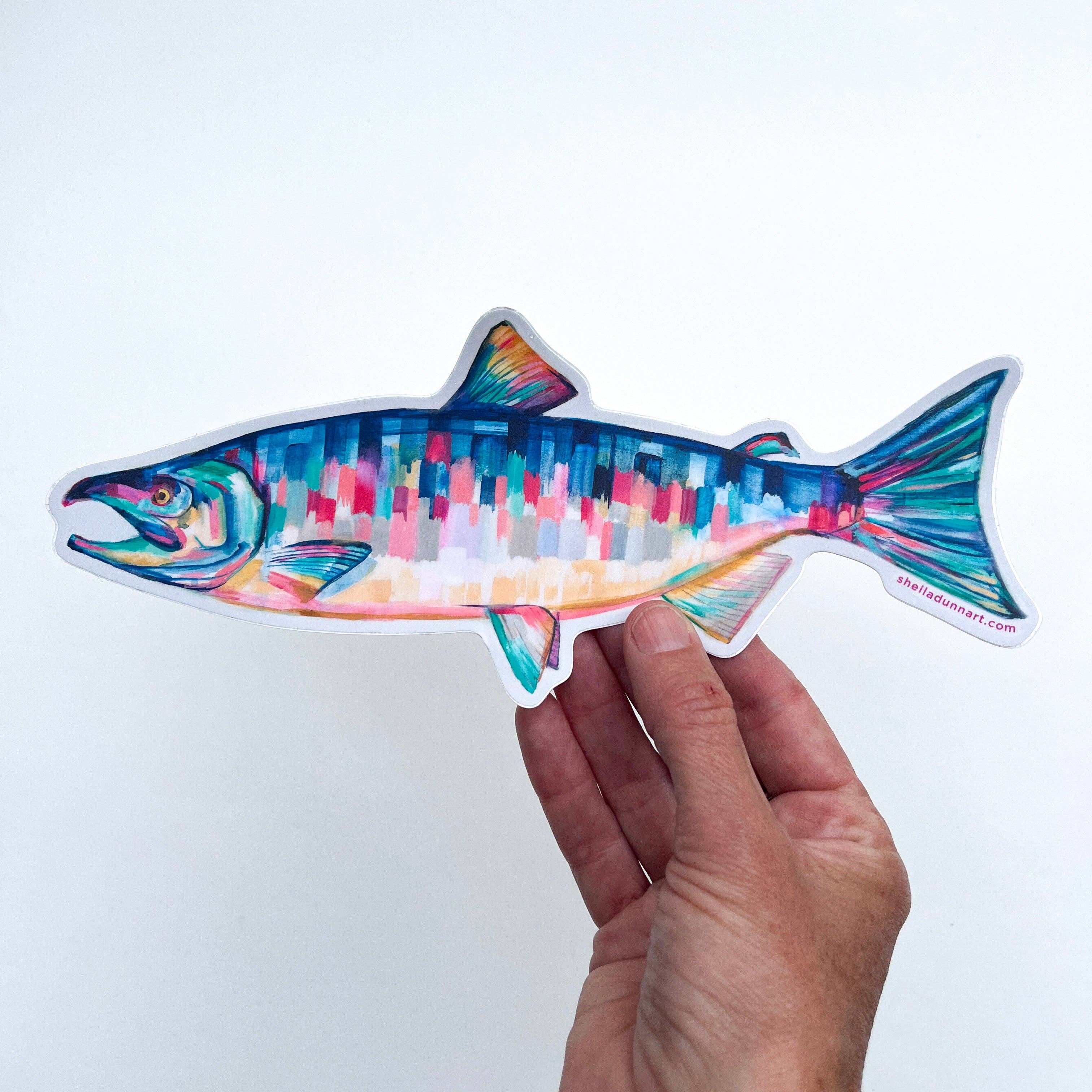 SheilaDunnArt - Wholesale Sticker - Sockeye Salmon Blue vinyl sticker4