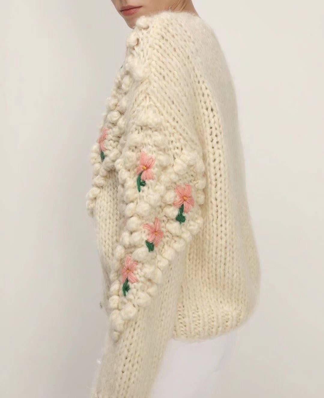 HIDDENBRAND - Wholesale Cardigan - Women's - Hand-Hooked Embroidered Knit Sweater Cardigan4