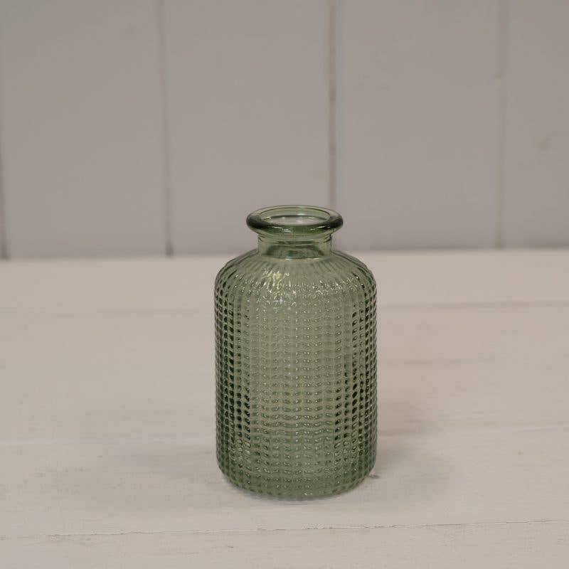 Satchville – wholesale Vase – Vintage Green Dimpled Glass Bottle