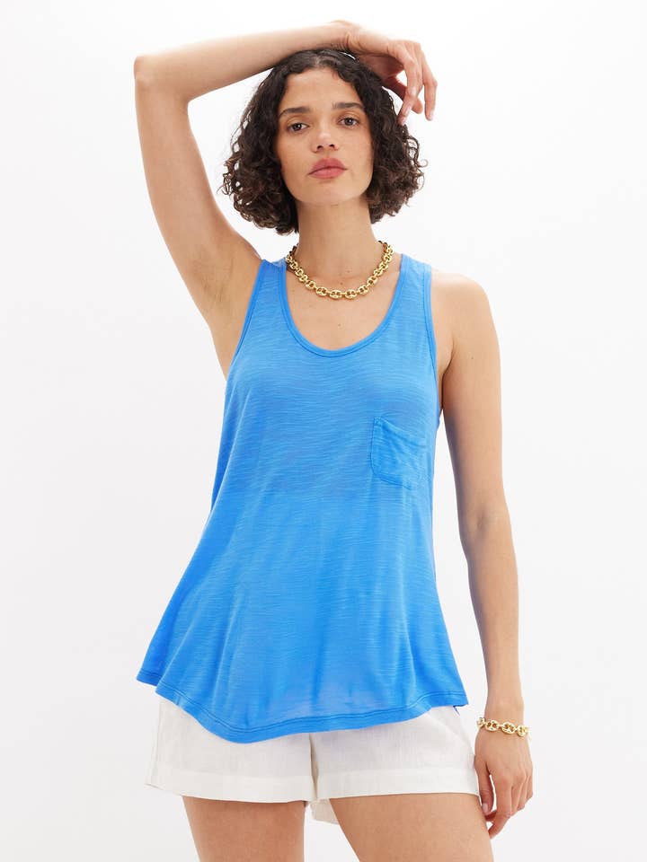 Flavia Pocket Tank - Blue for wholesale by Amelius
