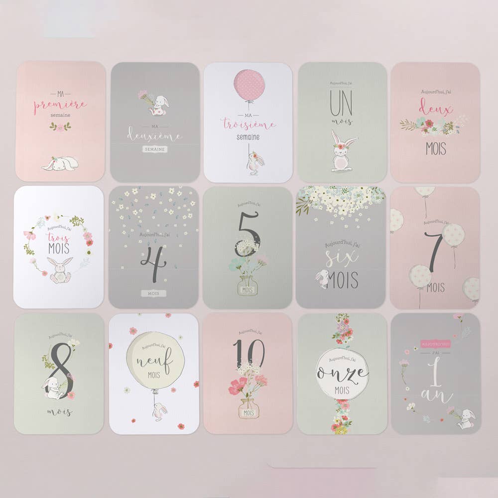 Cotton Bird – wholesale Milestone art/keepsake – Child & baby – First year stage cards - Little Bunny3