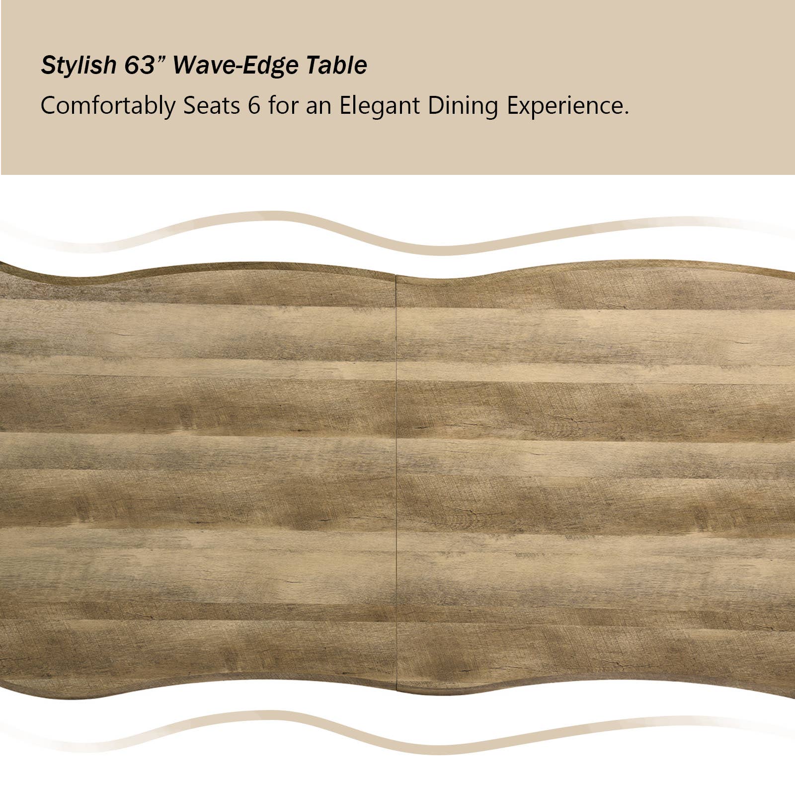 39F Inc. - Wholesale Side Table - 63in Natural Rustic Wood Live Edge Dining Table for 6 people2