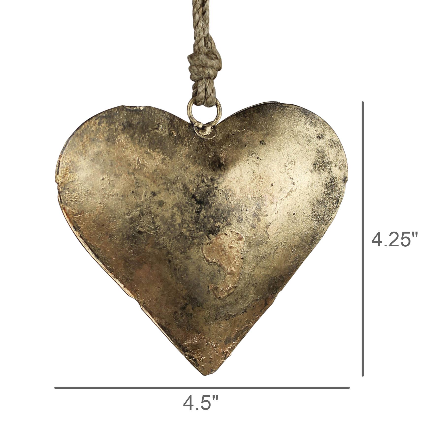 HomArt – wholesale Christmas decoration – Heart on Rope, Antique Brass - Sm.  5” rope hanger1