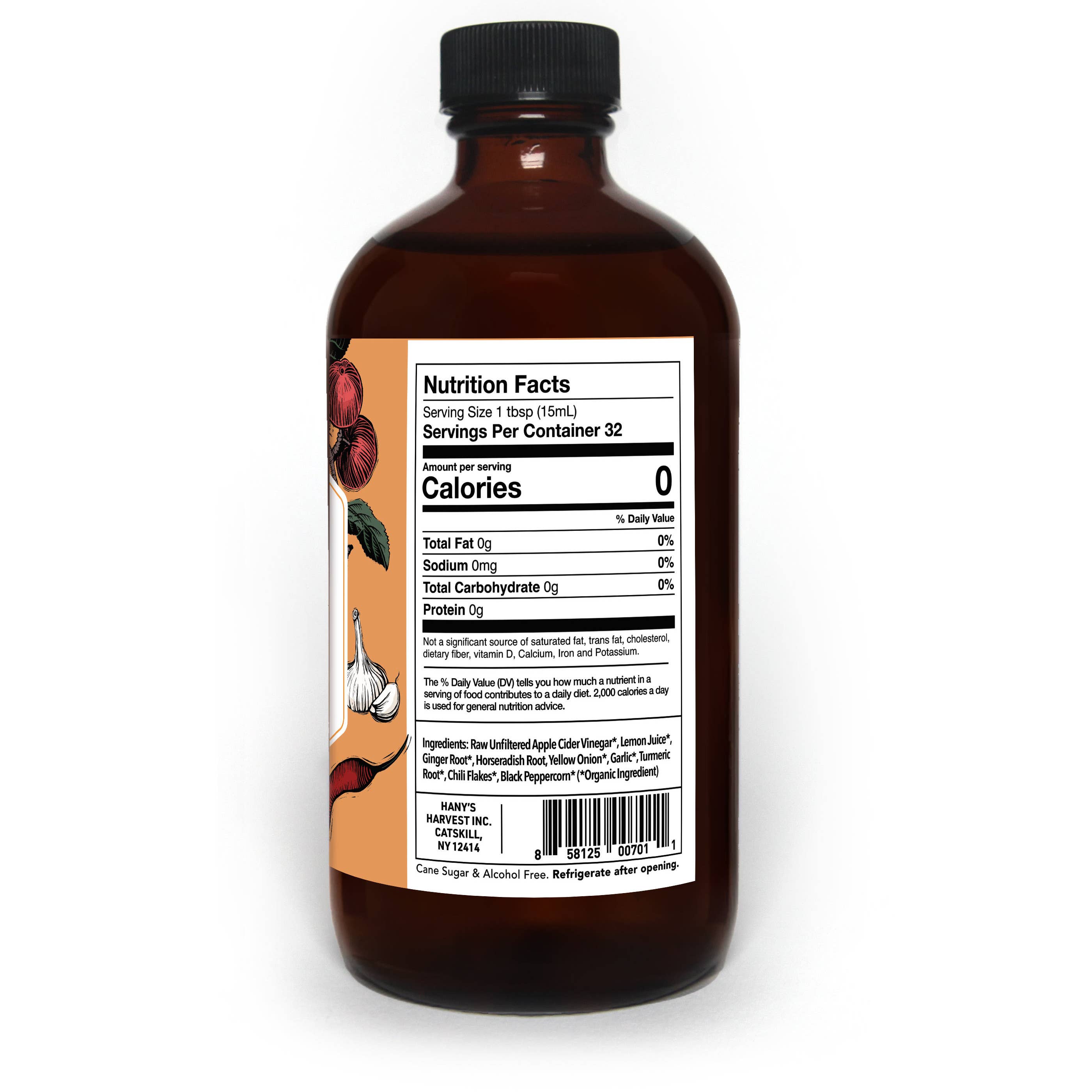 Hany's Harvest Inc - Venta al por mayor Zumos/tónicos saludables - Sidra de Fuego sin Azúcar – Tónico Herbal de Bienestar, Audaz y Crudo2