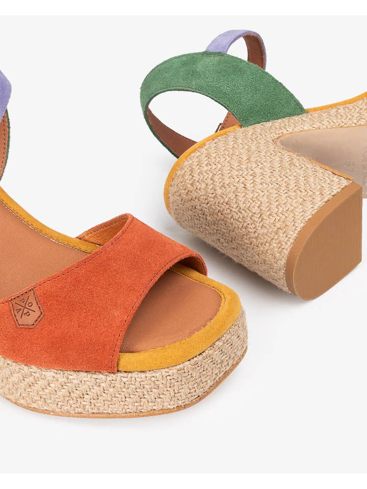 Multicolored Multicolor Suede Marseille Heel Sandal for wholesale on Faire
