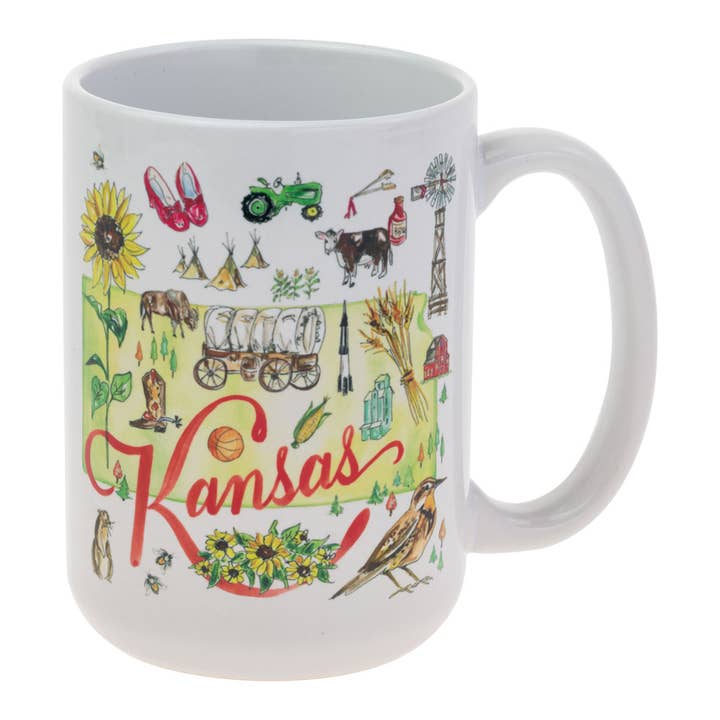 KS State Collection Ceramic 15 oz Mug Kansas Rosanne Beck for wholesale by Boston International