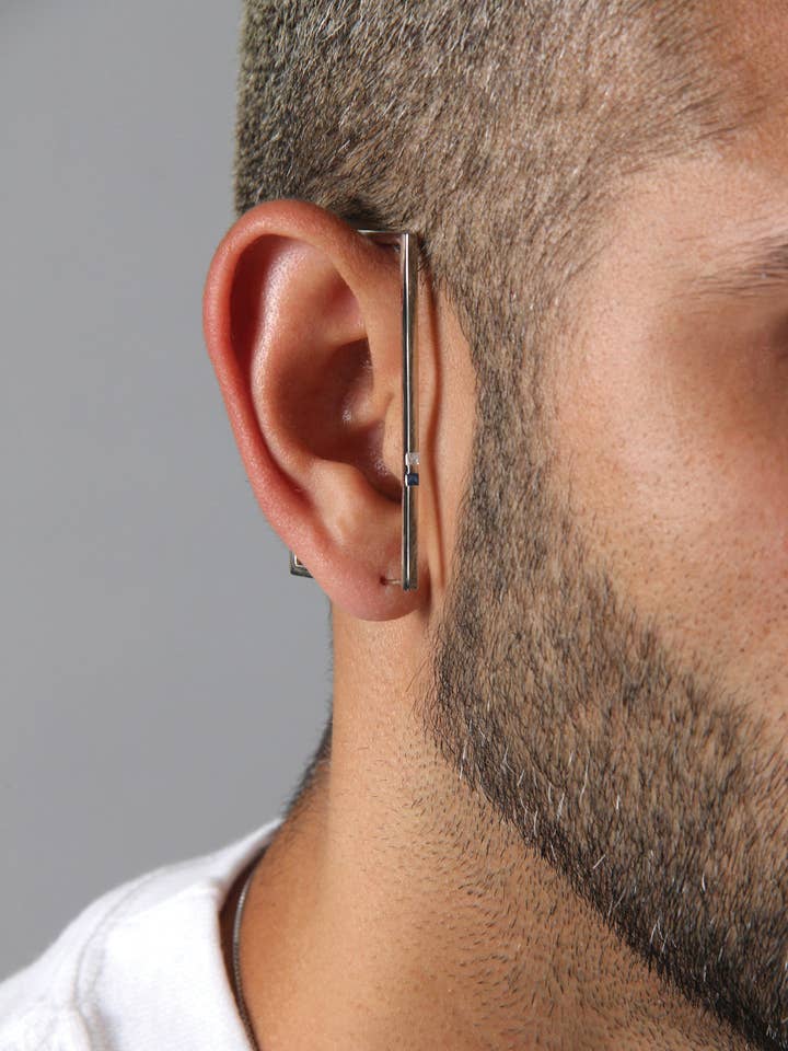 Cadre d'oreille Monolith, argent sterling pour la vente par Sentient Jewelry