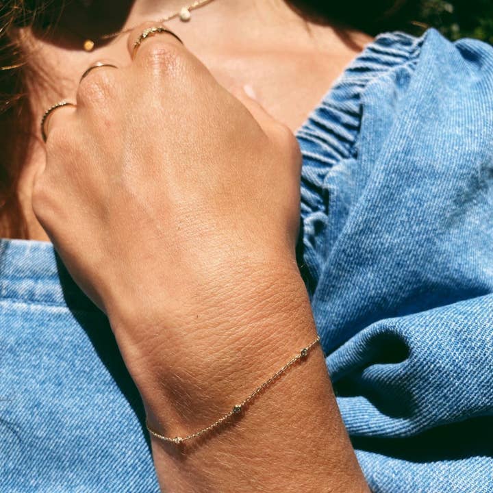 ZOHREH - Vendita all'ingrosso Bracciali a catena e a maglie - Bracciale con diamanti a stazione in oro 9 carati4