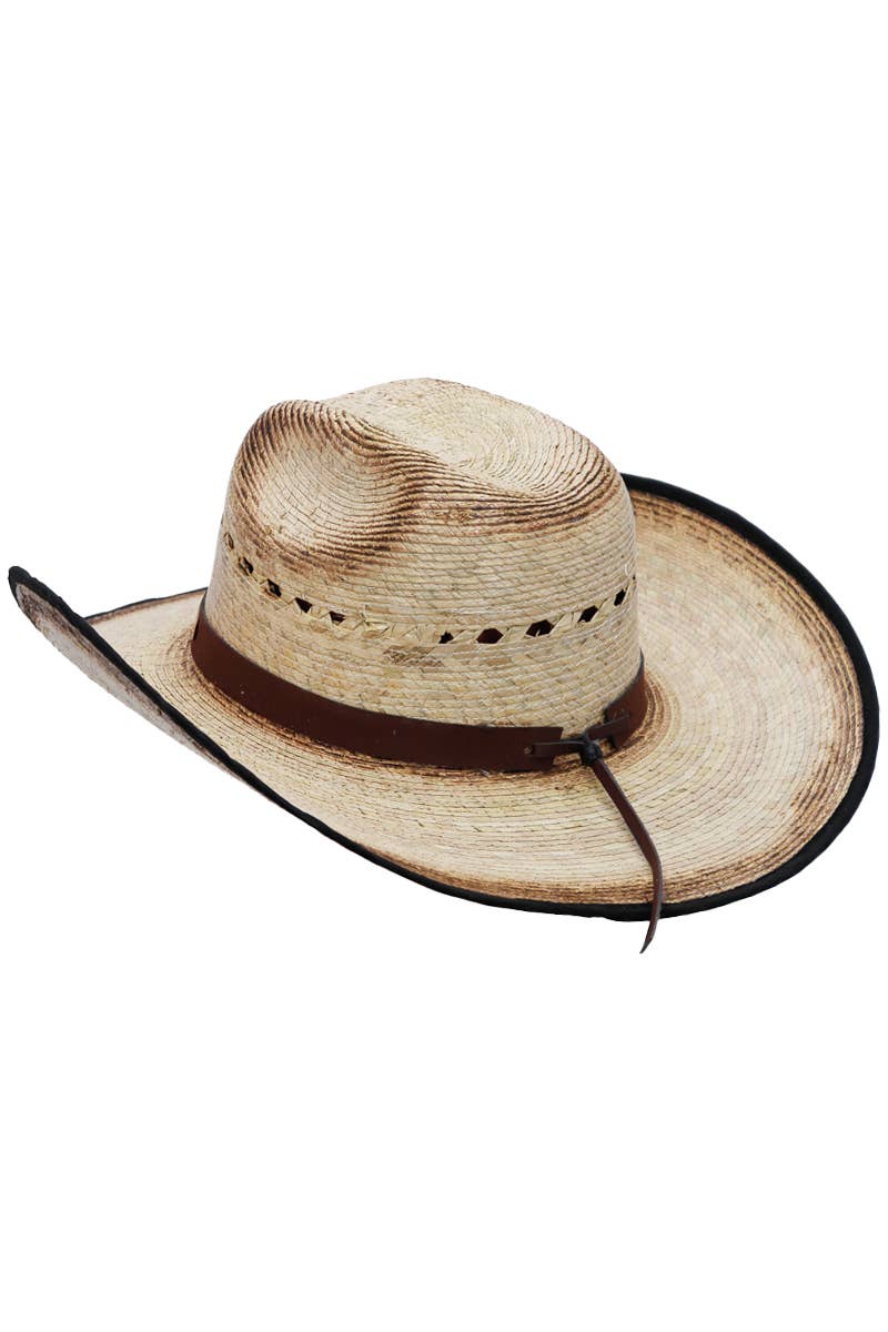 Cap Zone - Wholesale Cowboy Hat - Women's - Vented Vintage Burnt Cutter Palm Straw Cowboy Hat6