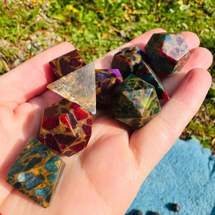 icosahedron gemstone hexagon crystal sacred geometry dice uk for wholesale by Elf Kendal Hippies