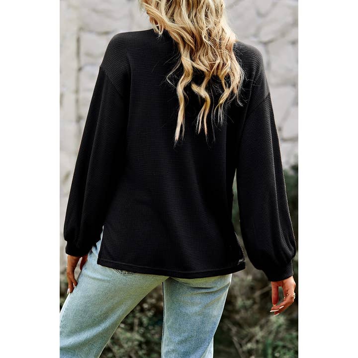 Supreme Fashion - Wholesale Blouse - Women's - Solid V-Neck Loose Fit Long Sleeve Top