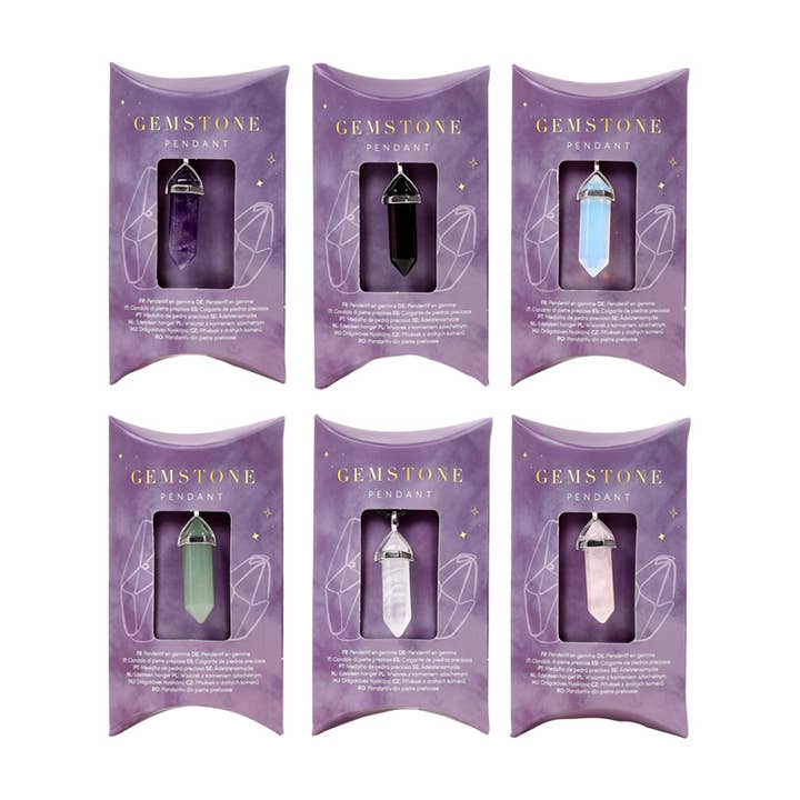 Puckator Ltd – wholesale Spiritual stone/crystal – Healing Stone Gemstone Double Terminated Shaped Pendant1