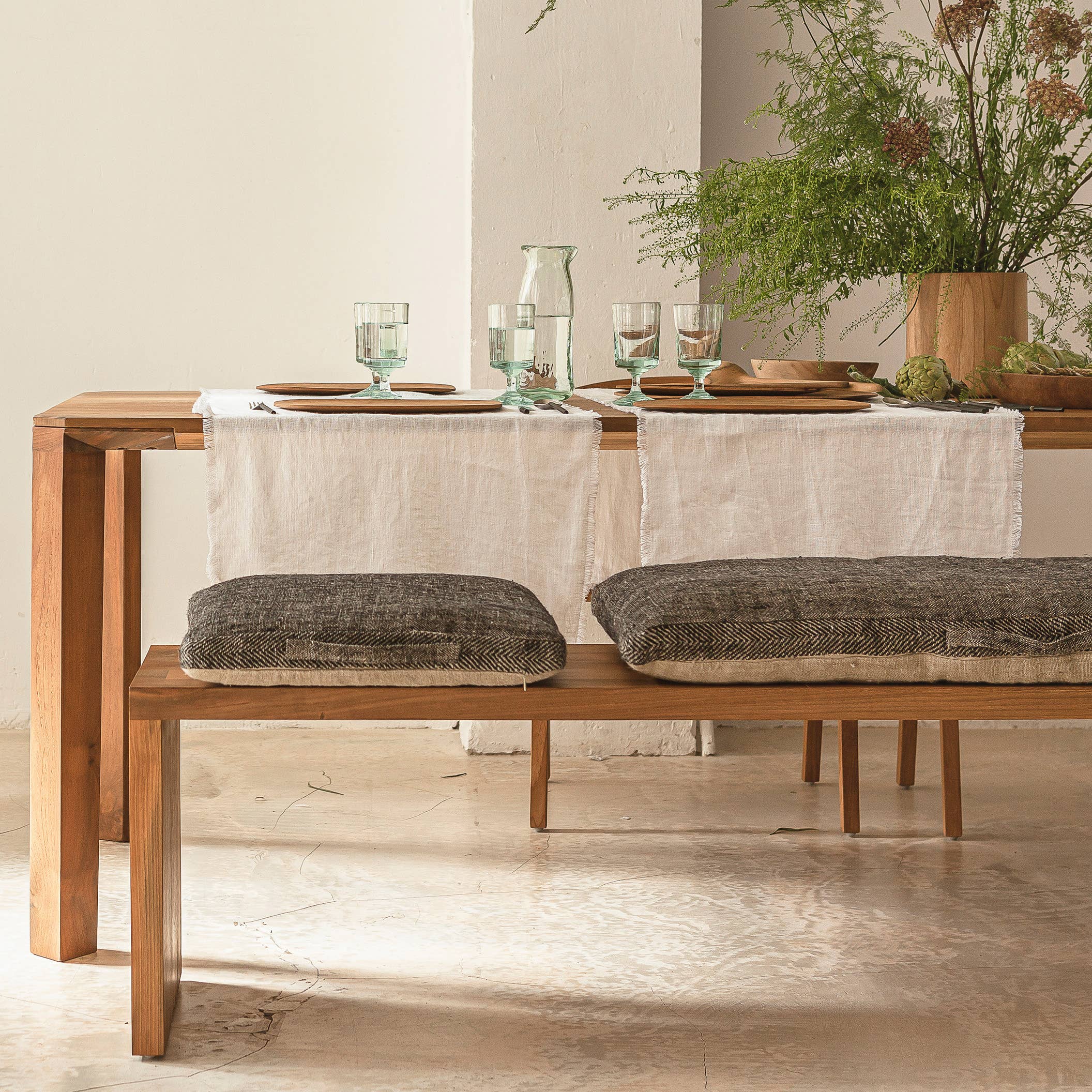 Dareels - Vente Coussins de chaise - Coussin DADDAL en lin naturel bicolore9