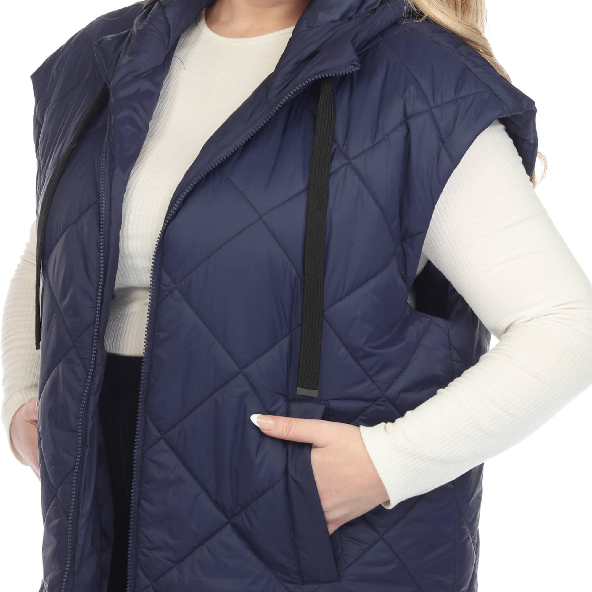 WHITE MARK - Wholesale Outerwear Vest - Women's - Plus Size Diamond Quilted Hooded Puffer Vest20