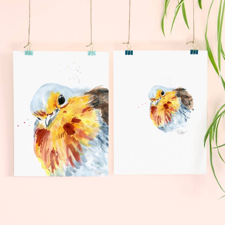 Inky Robin Luxury Giclee Unframed Print for wholesale by Kate Moby