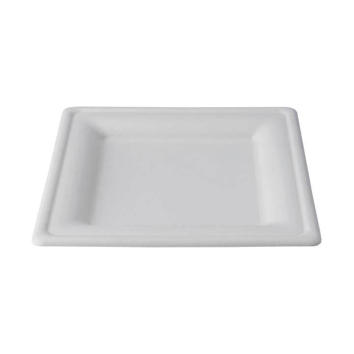 CaliWare 10" x 10'' No PFAS Added Natural Bagasse Square Plate - 500/Case for wholesale by CaliWare
