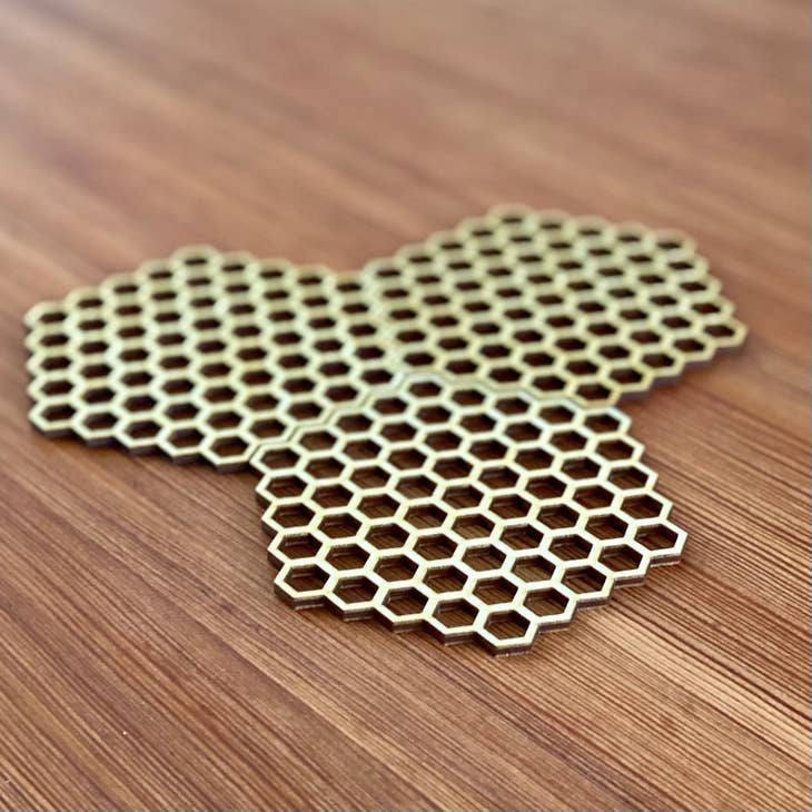 Honey Bee Coasters Set of 8 Coasters & Holder Honeycomb Coasters