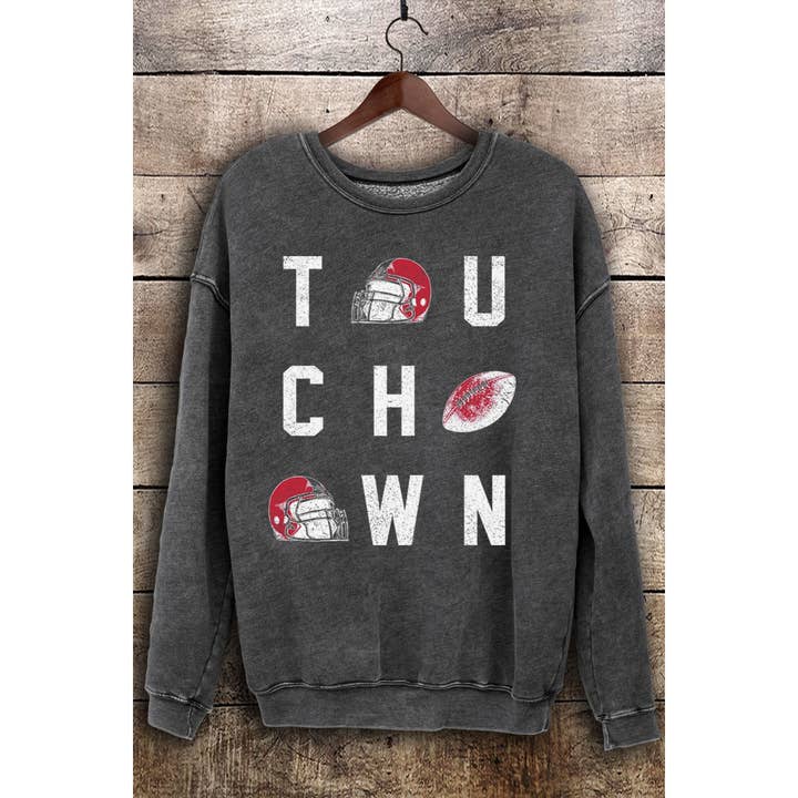 HRTandLUV - Wholesale Graphic Sweatshirt - Women's - TOUCH DOWN MINERAL SWEATSHIRTS