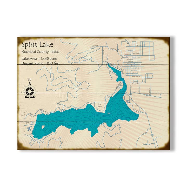 Spirit Lake, Idaho - Wood & Metal Wall Art for wholesale by Old Wood Signs