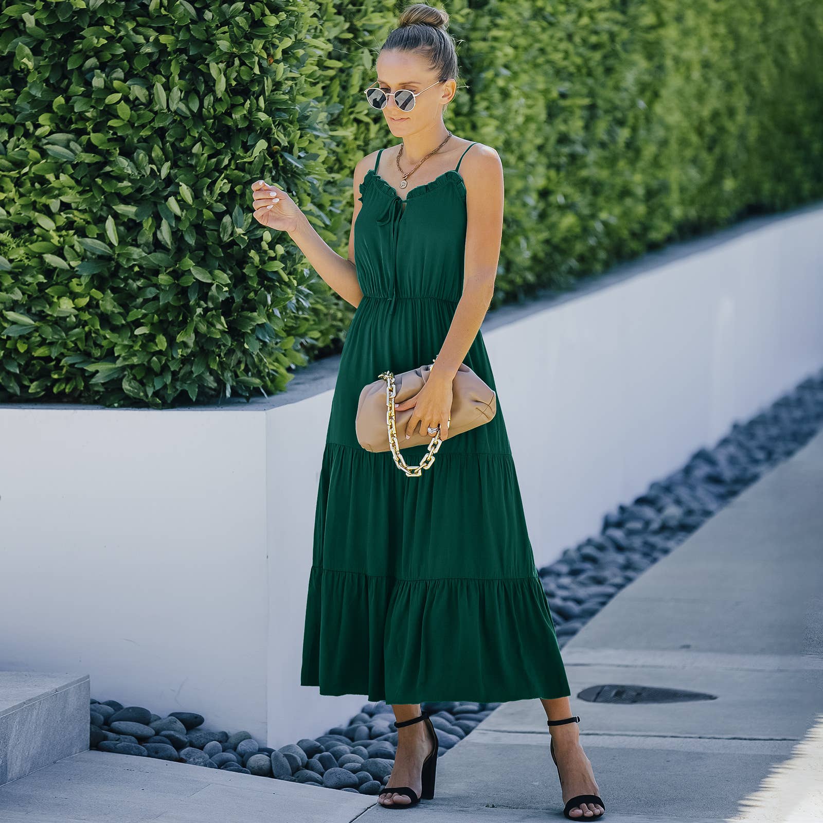 ePretty - Vente Robe – femme - SZ2-DR13007 Robe midi sans manches à volants3